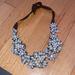 J. Crew Jewelry | Jcrew Crystal Necklace On Black Ribbon Fabric | Color: Black/Silver | Size: Os