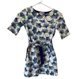Lilly Pulitzer Dresses | Lilly Pulitzer Girls Jonah Dress Brewster Blue 3/4 Sleeve Belted Green Plant L | Color: Blue/Green/White | Size: Lg