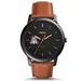 Fossil Black Arizona Wildcats Personalized Minimalist Slim Light Brown Leather Watch