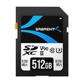 SABRENT SD card 512GB V90, SDXC card UHS-II, memory card SDHC, Class 10, U3, Full HD & 8K UHD card, 280MB/s for professional photographers, videographers, vloggers (SD-TL90-512GB)