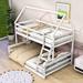 Harper Orchard Twin Over Full Wooden House Bunk Bed w/ Built-In Ladder in White | 75 H x 57 W x 79 D in | Wayfair 50CBC957E0CC44A7824F67B7130FCF13