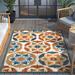 White 47 x 0.3 in Area Rug - Well Woven Dorado Cabo Floral Machine Made Power Loom Indoor Area Rug in Gold/Orange/Blue | 47 W x 0.3 D in | Wayfair