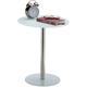 Table d'appoint ronde en Verre et Inox, Table Bout de canapé décoratif hlp 53 x 43 x 43 cm, blanc