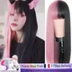 Perruque synthétique rose et noire perruque de Cosplay longue et lisse deux tons de couleur Ombre