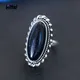 Bague en argent regardé 925 pour hommes et femmes bijoux vintage grès bleu grande pierre luxe