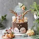 Décoration de Gâteau d'Anniversaire en Forme de Cerf Fleurs Acryliques pour Enfants Petits Cadeaux
