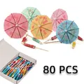 Mini parapluie en papier pour décoration de mariage bâtonnets à gâteau aux fruits parapluies à