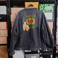 Gucci Jackets & Coats | Gucci Logo & Appliques Denim Jacket | Color: Gray/Tan | Size: 58