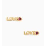 Kate Spade Jewelry | Kate Spade Heart “Love” Stud Gold Earrings | Color: Gold/Red | Size: Os