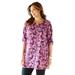 Plus Size Women's UPTOWN TUNIC BLOUSE by Catherines in Berry Pink Painterly Paisley (Size 3XWP)