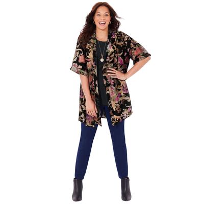 Plus Size Women's In-Vogue Velvet Kimono by Cather...