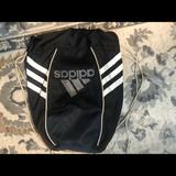 Adidas Bags | Adidas Backpack Drawstring Bag Black White Logo 16" X 12" Gym Bag | Color: Black/White | Size: 16"X12"