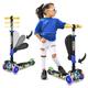 13 Wheeled Scooter for Kids - Stand & Cruise Child/Toddlers Toy Folding Kick Scooters w/Adjustable Height, Anti-Slip Deck, Flashing Wheel Lights, for Boys/Girls 2-12 Year Old - Hurtle