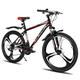 HILAND 26 Inch Mountain Bike, Mens Mountain Bike with 17 inch Aluminium Frame, Shimano 21 Speed Disc Brake with Suspension Fork black boys girls ladies bike 3 spokes