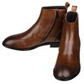 TOTO Men's Invisible Height Increasing Elevator Shoes - Coffee Brown Leather Slip-on Chelsea Boots - 2.6 Inches Taller - K33093 - Size 10 UK
