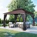 Sunny yard 13 Ft. W x 10 Ft. D Metal Patio Gazebo Metal/Soft-top in Brown | 108.66 H x 157.5 W x 118 D in | Wayfair THLDSG-005LF-BN