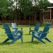 HERACLES All Weather Outdoor Adirondack Chairs, Fire pit Chairs Plastic/Resin in Blue | 38.1 H x 34 W x 19.4 D in | Wayfair qwy1311*4