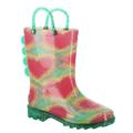 Western Chief Tie Dye Hearts Lighted PVC Rain Boot - Girls 7 Toddler Blue Boot Medium