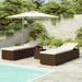 vidaXL 3 Piece Patio Sun Loungers with Tea Table Poly Rattan Brown - 76.8" x 23.6" x 12.2"