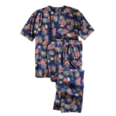 Men's Big & Tall Lightweight Cotton Novelty PJ Set by KingSize in Fireworks (Size 2XL) Pajamas