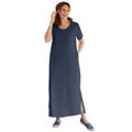 Plus Size Women's Perfect Short-Sleeve Scoopneck Maxi Tee Dress by Woman Within in Navy (Size M)