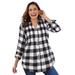 Plus Size Women's Pintucked Flannel Shirt by Woman Within in White Buffalo Plaid (Size M)