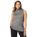Plus Size Women's Cotton Cashmere Sleeveless Turtleneck Shell by Jessica London in Heather Charcoal (Size 14/16) Cashmere Blend Sweater