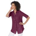 Plus Size Women's Pintucked Button Down Gauze Shirt by Woman Within in Deep Claret (Size 5X)