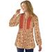 Plus Size Women's Button-Front Mixed Print Tunic by Woman Within in New Khaki Rose Garden (Size 2X)