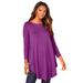 Plus Size Women's Boatneck Swing Ultra Femme Tunic by Roaman's in Purple Magenta (Size 42/44) Long Shirt