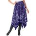 Plus Size Women's Handkerchief Hem Skirt by Roaman's in Violet Floral Scarf (Size 38 WP)