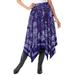 Plus Size Women's Handkerchief Hem Skirt by Roaman's in Violet Floral Scarf (Size 36 WP)