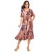 Plus Size Women's Short Pullover Crinkle Dress by Woman Within in Ivory Patchwork Floral (Size 24 W)