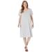 Plus Size Women's Perfect Short-Sleeve V-Neck Tee Dress by Woman Within in Heather Grey (Size M)