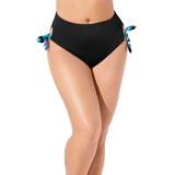Plus Size Women's Bow High Waist Brief by Swimsuits For All in Black Blue Floral (Size 20)