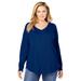 Plus Size Women's Washed Thermal V-Neck Tee by Woman Within in Evening Blue (Size 30/32) Shirt