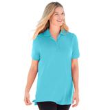 Plus Size Women's Perfect Short-Sleeve Polo Shirt by Woman Within in Seamist Blue (Size S)