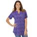 Plus Size Women's Short-Sleeve Notch-Neck Tee by Woman Within in Purple Orchid Space Dye (Size M) Shirt