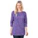 Plus Size Women's Perfect Printed Long-Sleeve Crewneck Tee by Woman Within in Petal Purple Floral Paisley (Size M) Shirt