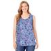 Plus Size Women's Perfect Printed Scoopneck Tank by Woman Within in French Blue Pretty Floral (Size 38/40) Top
