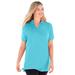 Plus Size Women's Perfect Short-Sleeve Polo Shirt by Woman Within in Seamist Blue (Size 3X)