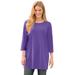 Plus Size Women's Perfect Three-Quarter-Sleeve Scoopneck Tunic by Woman Within in Petal Purple (Size L)