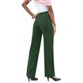 Plus Size Women's Classic Bend Over® Pant by Roaman's in Midnight Green (Size 22 T) Pull On Slacks