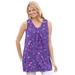 Plus Size Women's Perfect Printed Sleeveless Shirred V-Neck Tunic by Woman Within in Petal Purple Pretty Floral (Size 38/40)