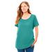 Plus Size Women's Perfect Short-Sleeve Scoopneck Tee by Woman Within in Waterfall (Size 1X) Shirt