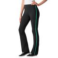 Plus Size Women's Stretch Cotton Side-Stripe Bootcut Pant by Woman Within in Black Aquamarine (Size L)