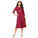 Plus Size Women's Ultrasmooth® Fabric Boatneck Swing Dress by Roaman's in Classic Red (Size 22/24)