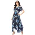 Plus Size Women's Floral Sequin Dress by Roaman's in Navy Embellished Print (Size 18 W)