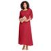 Plus Size Women's Lace Popover Dress by Roaman's in Classic Red (Size 38 W)