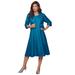 Plus Size Women's Fit-And-Flare Jacket Dress by Roaman's in Peacock Teal (Size 32 W)